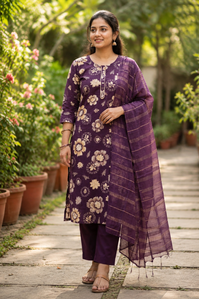 Women’s Cotton Kurta Set with Dupatta